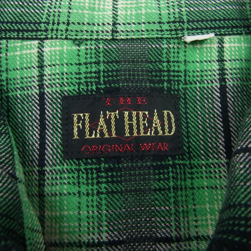 THE FLAT HEAD ザフラットヘッド チェック 半袖 ウエスタン シャツ グリーン系 36【中古】