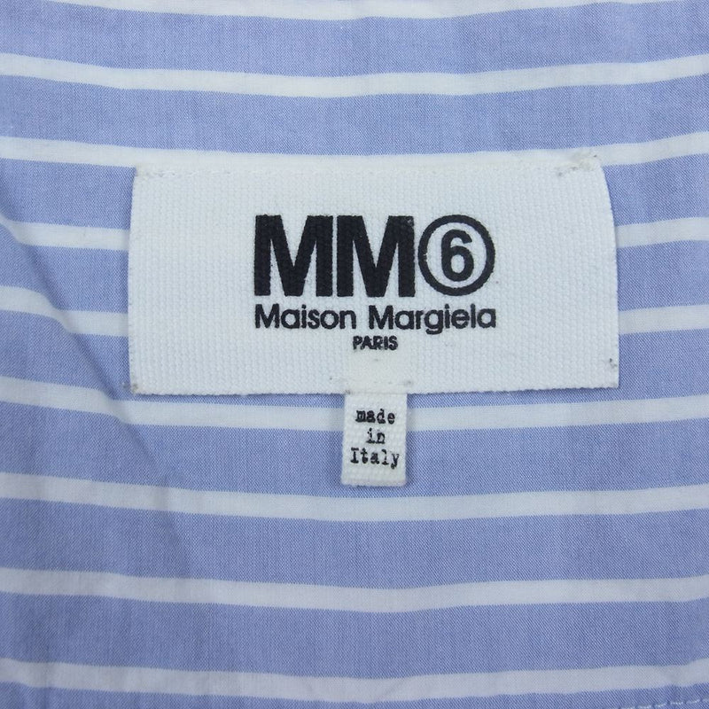 MAISON MARGIELA メゾンマルジェラ MM6 2018 ストライプ ノースリーブ ワンピース ブルー系 36【美品】【中古】