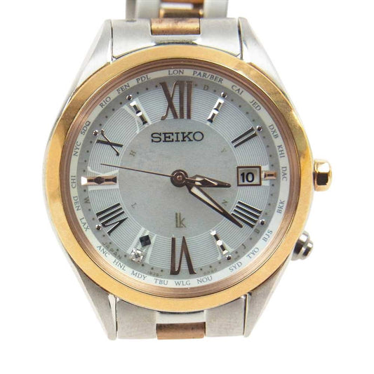 SEIKO セイコー SSQV040 LUKIA ルキア SS ステンレス ソーラー電波 腕時計 ウォッチ シルバー系 ゴールド系【中古】