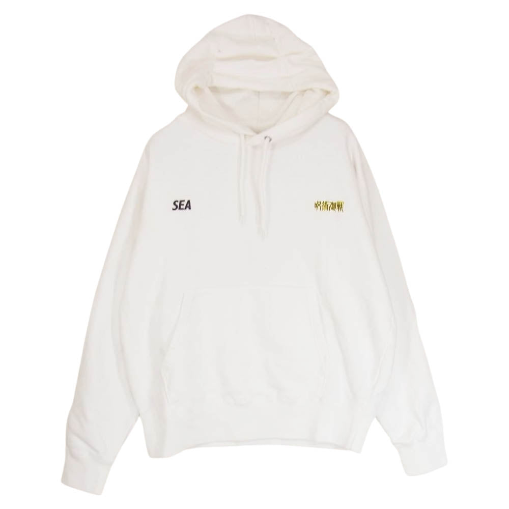 WIND AND SEA ウィンダンシー 21SS × 呪術廻戦 プリント スウェット パーカー ホワイト系 S【中古】