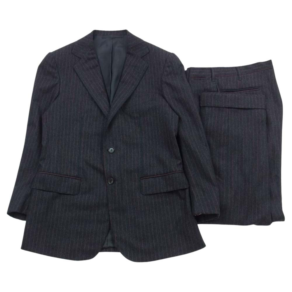 美品 イタリア製 ウール100％ テーラードジャケット ダークグレー ドメニコ カラチェニ イタリア製 ウール ストライプ テーラード