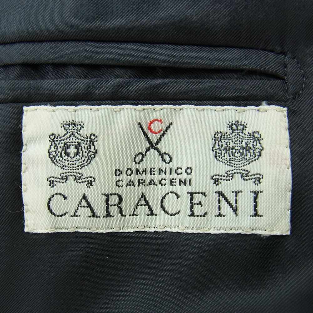 ドメニコ カラチェニ イタリア製 ウール ストライプ テーラード スラックス セットアップ スーツ  ダークグレー系【中古】