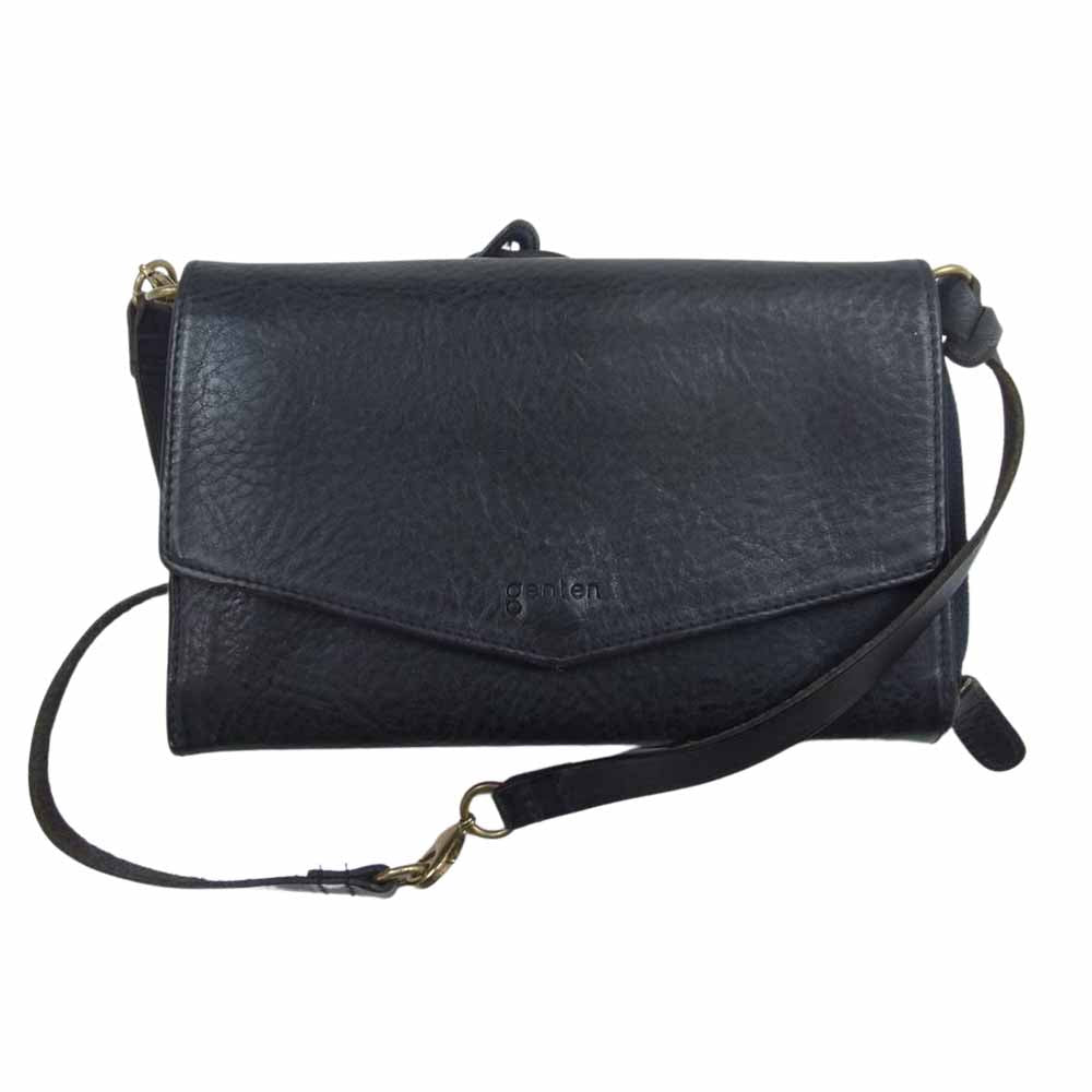 ゲンテン ショルダー付 レザー 財布  ブラック系【中古】