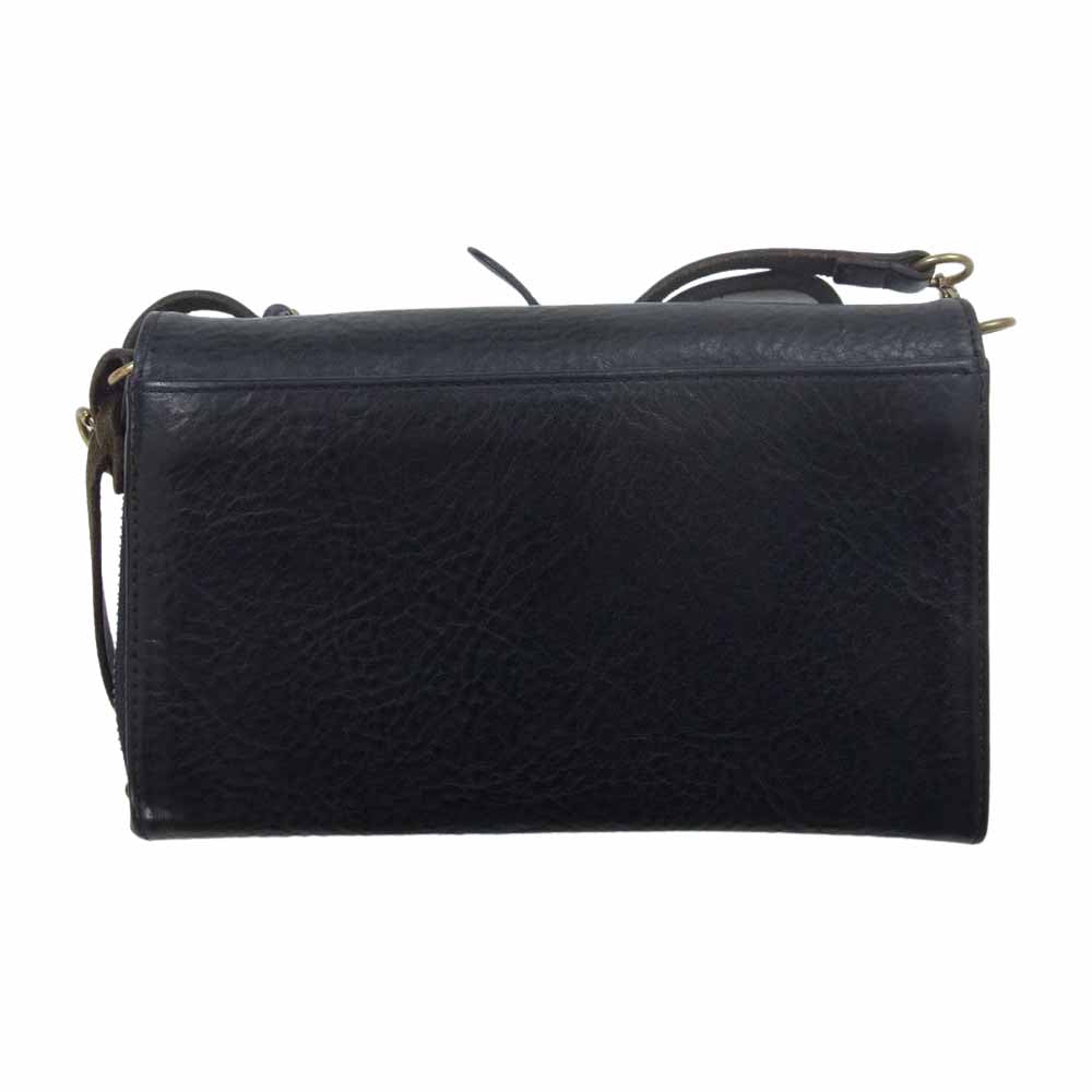 ゲンテン ショルダー付 レザー 財布  ブラック系【中古】