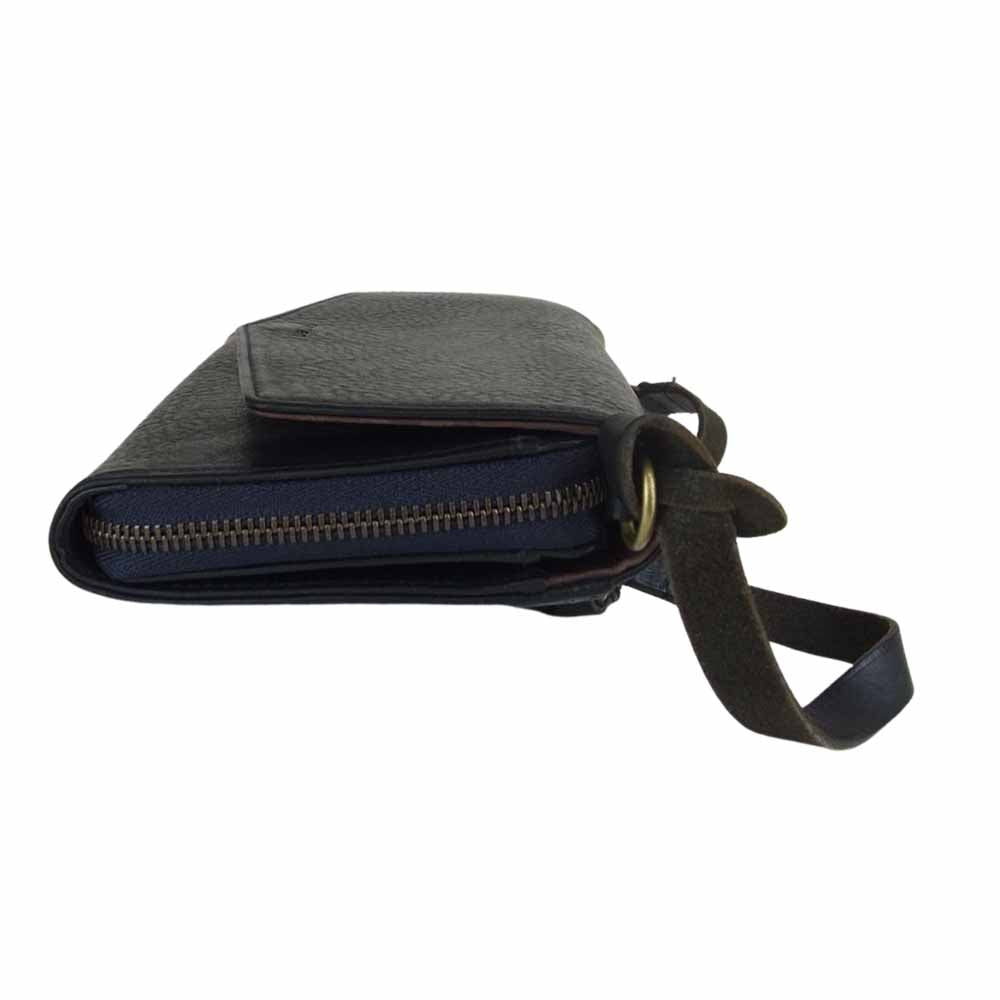 ゲンテン ショルダー付 レザー 財布  ブラック系【中古】