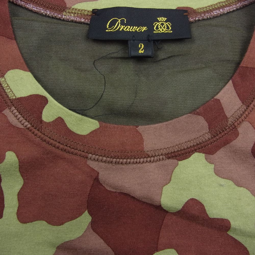 Drawer ドゥロワー CAMO カモフラ プリント ノースリーブ カットソー ブラウン系 2【中古】