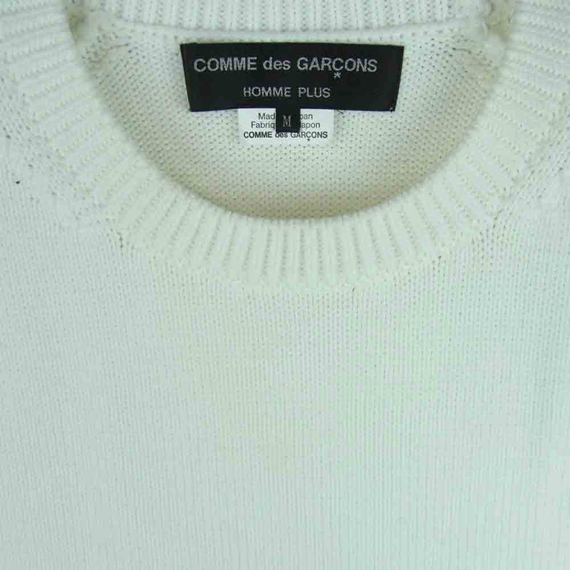 COMME des GARCONS HOMME PLUS コムデギャルソンオムプリュス 22SS PI-N006 AD2021 フラワー刺繍 クルーネック ニット ベスト ホワイト系 M【中古】