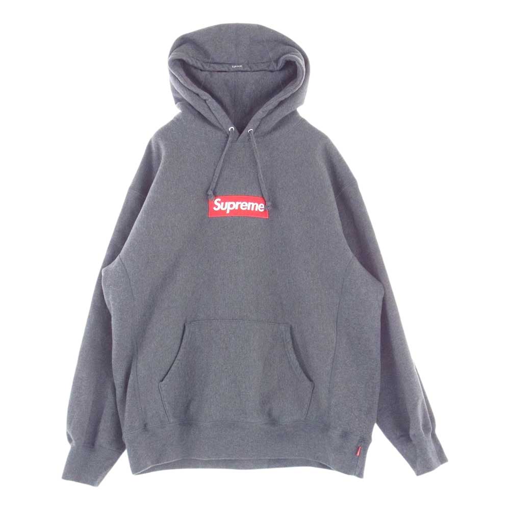 Supreme シュプリーム 21AW Box Logo Hooded Sweatshirt Charcoal ボックス ロゴ スウェット パーカー  グレー系 L【中古】