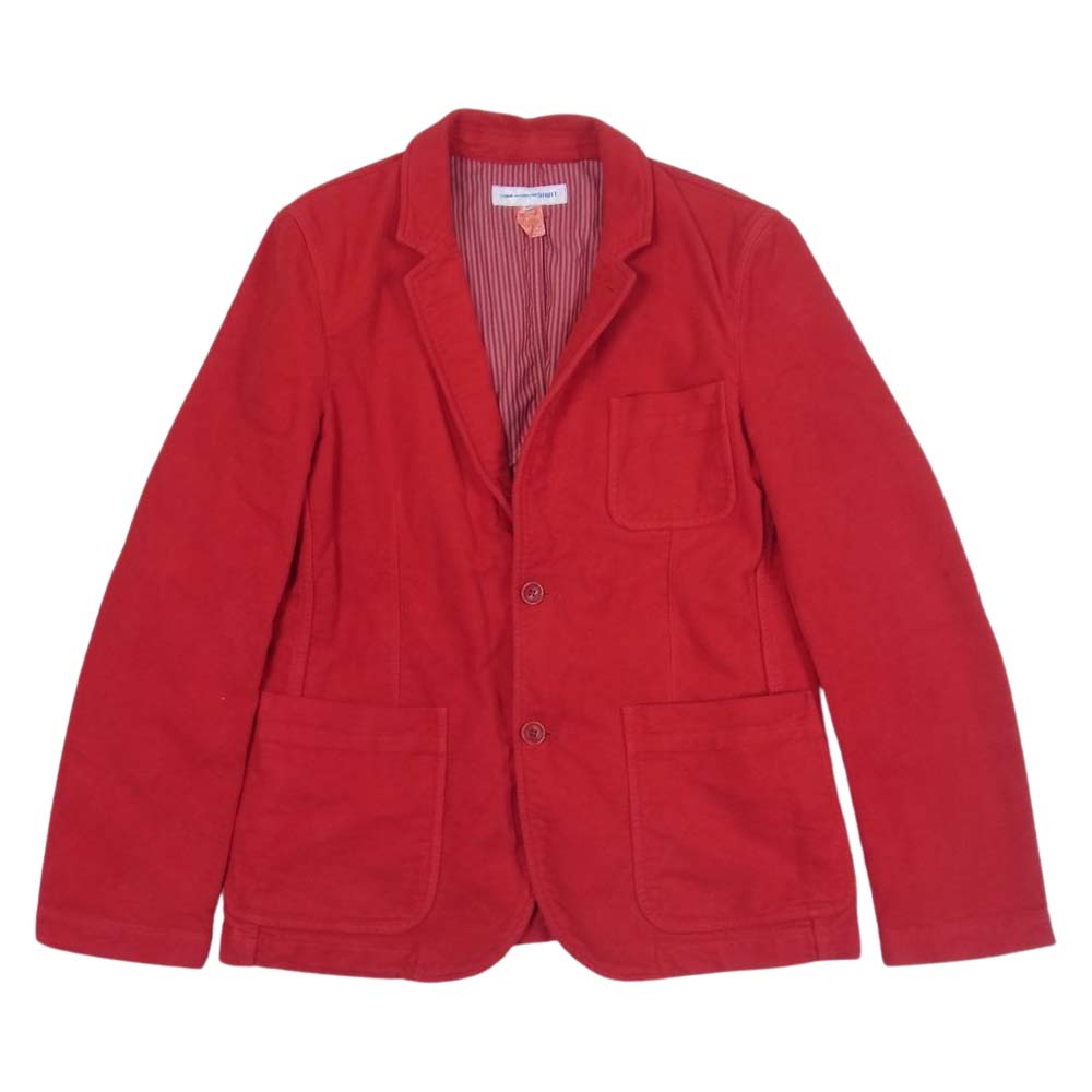 COMME des GARCONS コムデギャルソン SHIRT フランス製 W18116 製品染め 起毛コットン パッカリング テーラード ジャケット レッド系 M【中古】