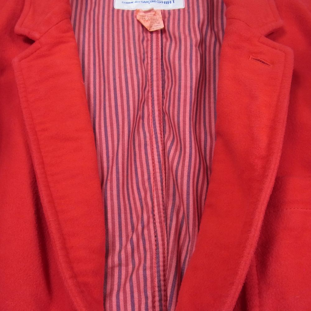 COMME des GARCONS コムデギャルソン SHIRT フランス製 W18116 製品染め 起毛コットン パッカリング テーラード ジャケット レッド系 M【中古】