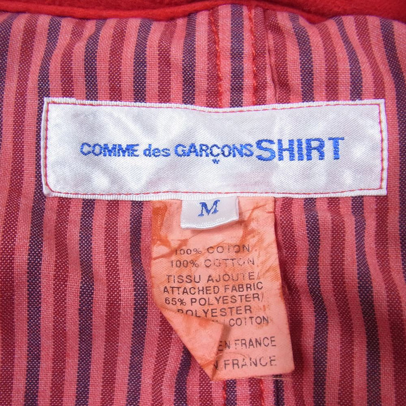 COMME des GARCONS コムデギャルソン SHIRT フランス製 W18116 製品染め 起毛コットン パッカリング テーラード ジャケット レッド系 M【中古】