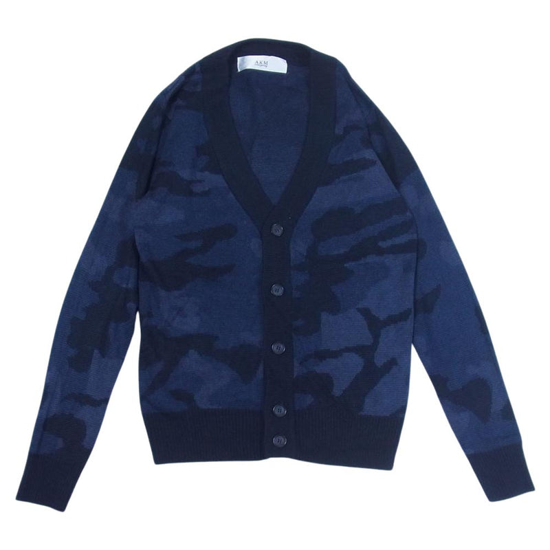 AKM エイケイエム CAMO CARDIGAN アンゴラ混 カモ 迷彩 ニット カーディガン ダークネイビー系 M【中古】