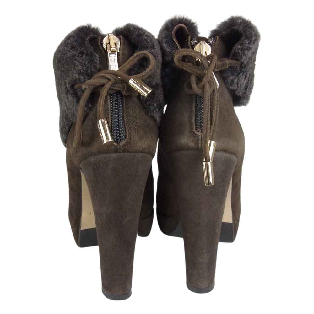MAX MARA マックスマーラ スエード ボア付き ヒール ブラウン系 36【中古】