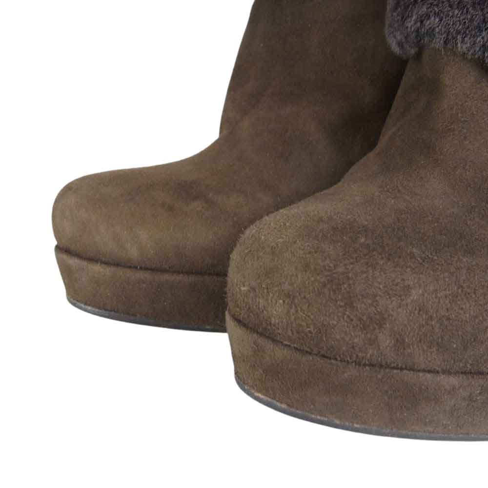 MAX MARA マックスマーラ スエード ボア付き ヒール ブラウン系 36【中古】