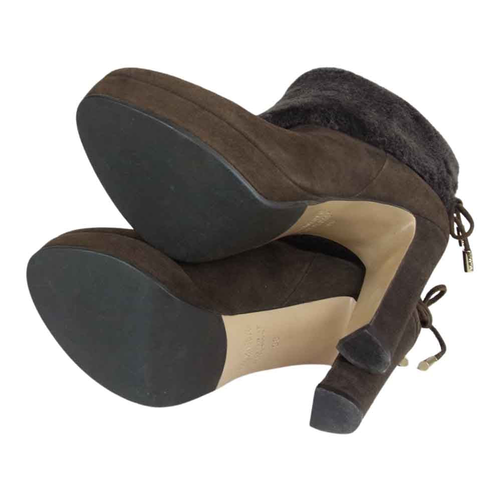 MAX MARA マックスマーラ スエード ボア付き ヒール ブラウン系 36【中古】