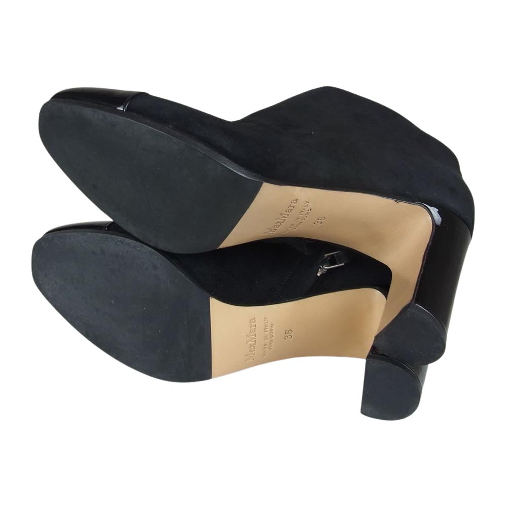 MAX MARA マックスマーラ スエード エナメル切替 ヒール ブラック系 36【中古】