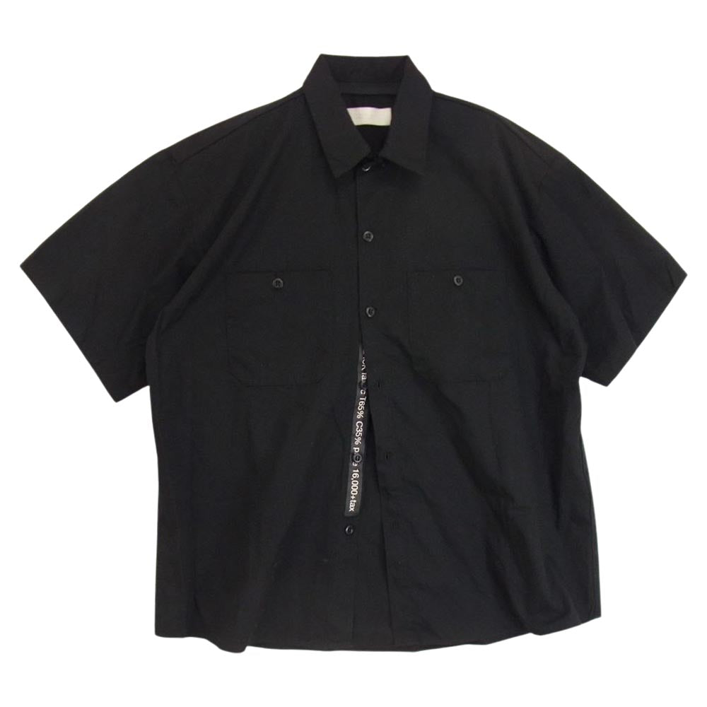 NEON SIGN ネオンサイン Lot.00010 WORK SHIRT H/S - BLK テーププリント 半袖 シャツ ブラック系 44【中古】
