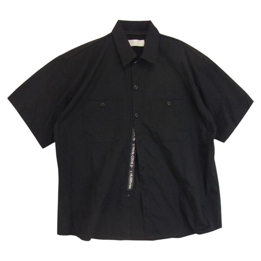 NEON SIGN ネオンサイン Lot.00010 WORK SHIRT H/S - BLK テーププリント 半袖 シャツ ブラック系 44【中古】
