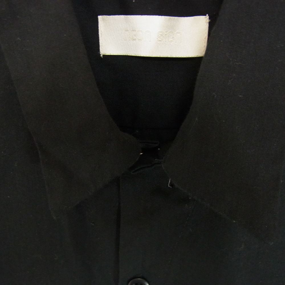 NEON SIGN ネオンサイン Lot.00010 WORK SHIRT H/S - BLK テーププリント 半袖 シャツ ブラック系 44【中古】