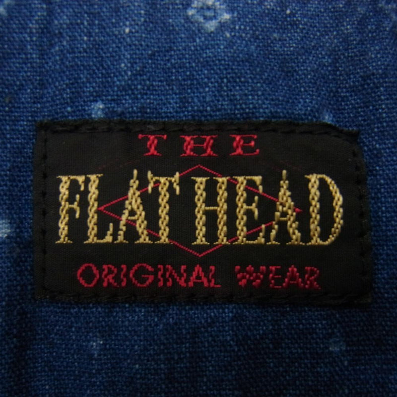 THE FLAT HEAD ザフラットヘッド ペイズリー柄 半袖 ウエスタン シャツ ネイビー系 34【中古】