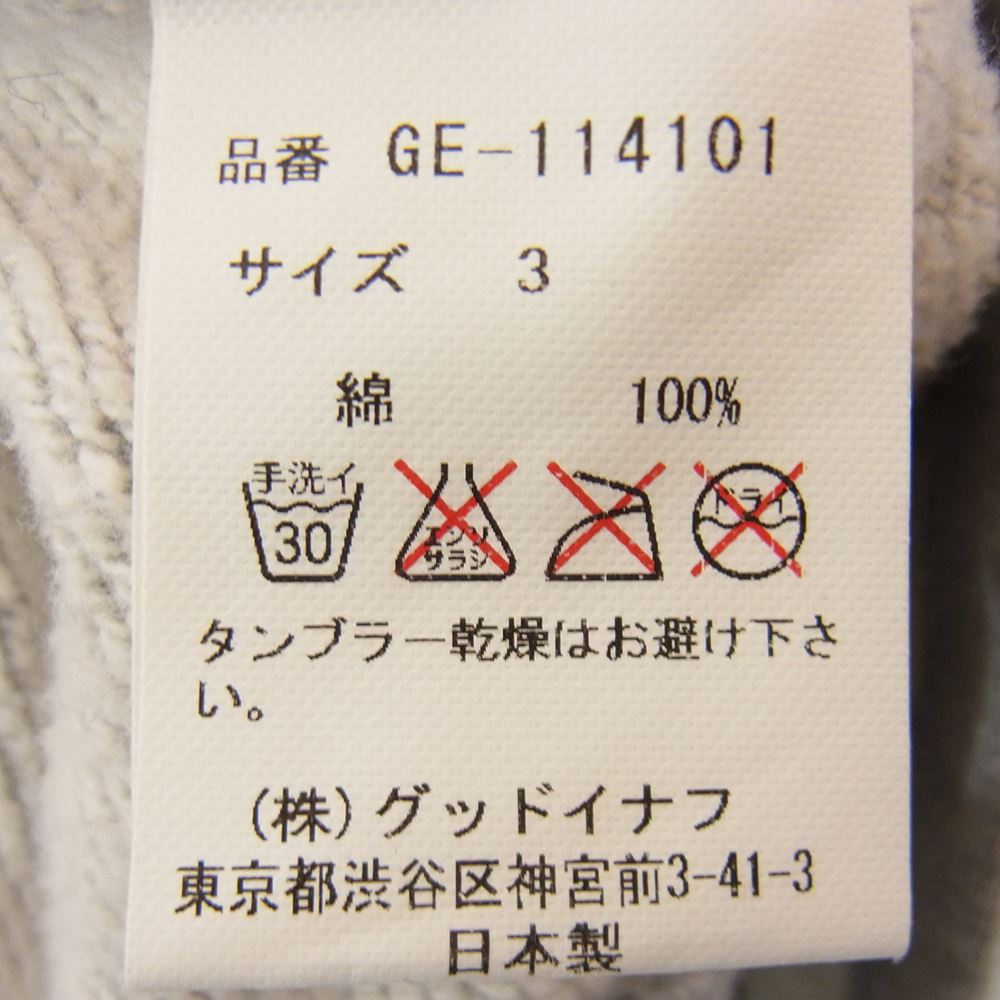GOODENOUGH グッドイナフ GE-114101 SWEAT PHARAO JACKET スウェット ファラオ ジャケット グレー系 3【中古】