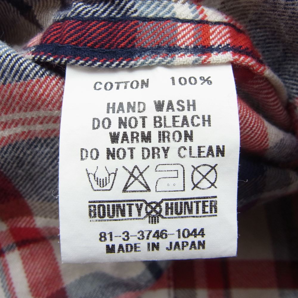 BOUNTY HUNTER バウンティーハンター ロゴ刺繍 チェック シャツ レッド系 ネイビー系 M【中古】