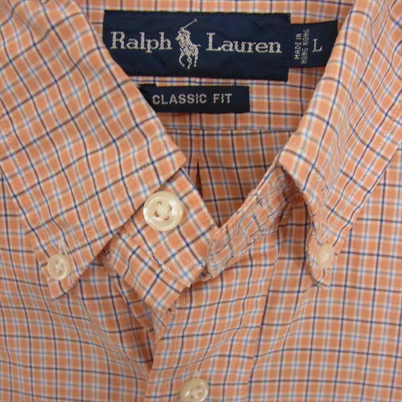 POLO RALPH LAUREN ポロ・ラルフローレン 90s CLASSIC FIT 長袖 チェック シャツ オレンジ系【中古】