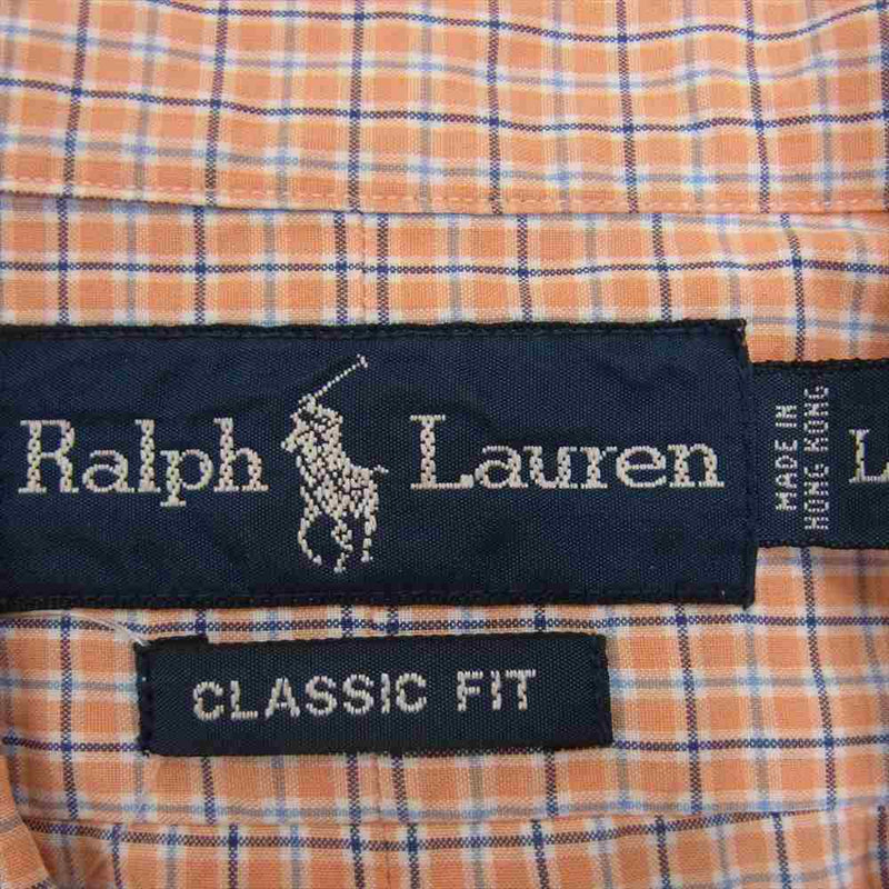 POLO RALPH LAUREN ポロ・ラルフローレン 90s CLASSIC FIT 長袖 チェック シャツ オレンジ系【中古】