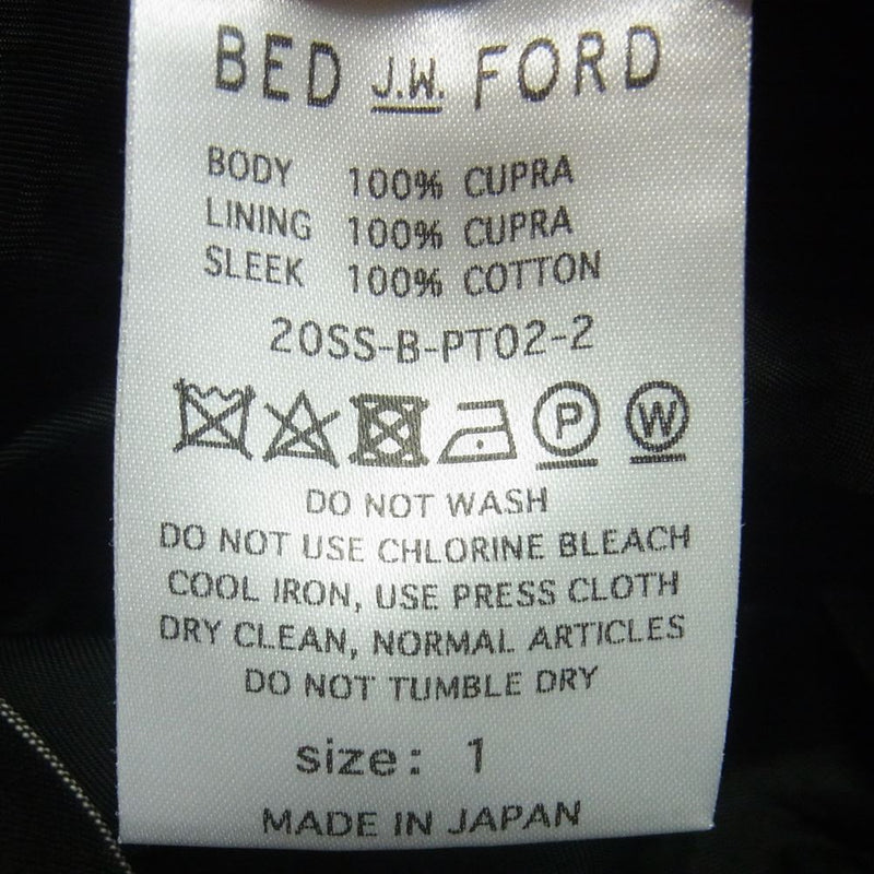 ベッドフォード ベルテッド ストライプ カットオフ キュプラ パンツ 日本製 ブラック系 ホワイト系 1【中古】