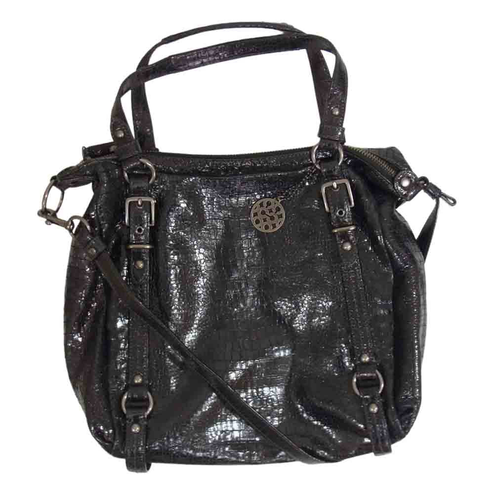 COACH コーチ 15384 型押し トート バッグ ブラック系【中古】