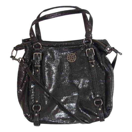 COACH コーチ 15384 型押し トート バッグ ブラック系【中古】