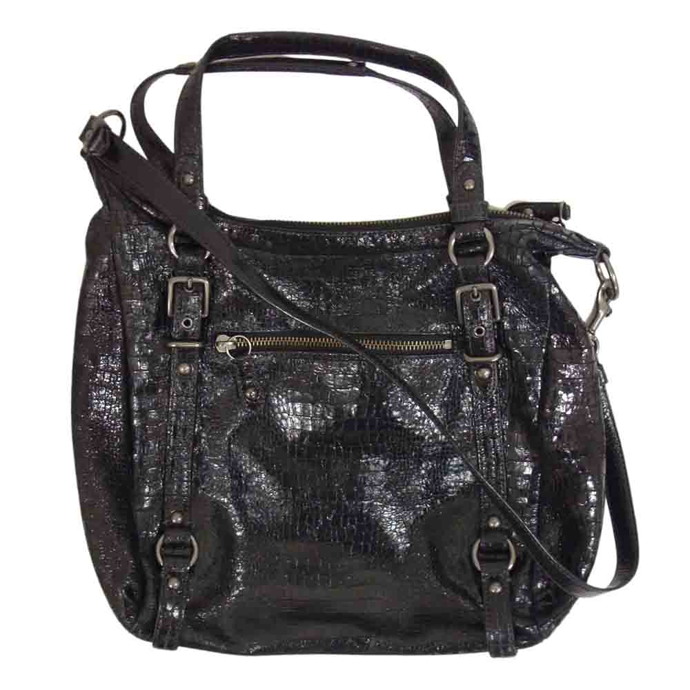 COACH コーチ 15384 型押し トート バッグ ブラック系【中古】
