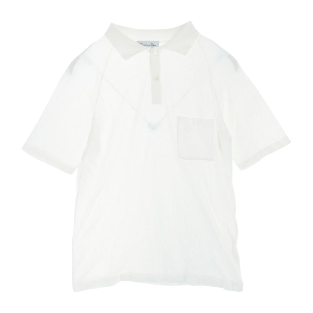 Christian Dior クリスチャンディオール S9806 ディオールムッシュタグ CD ICON アイコン 半袖 ポロシャツ ホワイト系 M【中古】