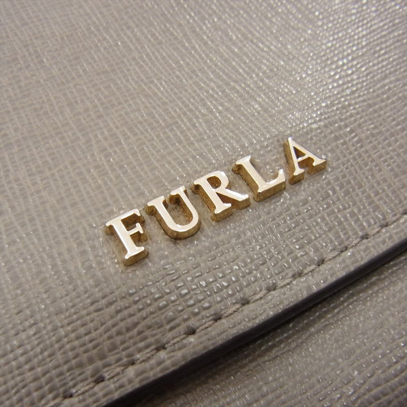 Furla フルラ ロゴ レザー ロングウォレット 長財布 グレー系【中古】