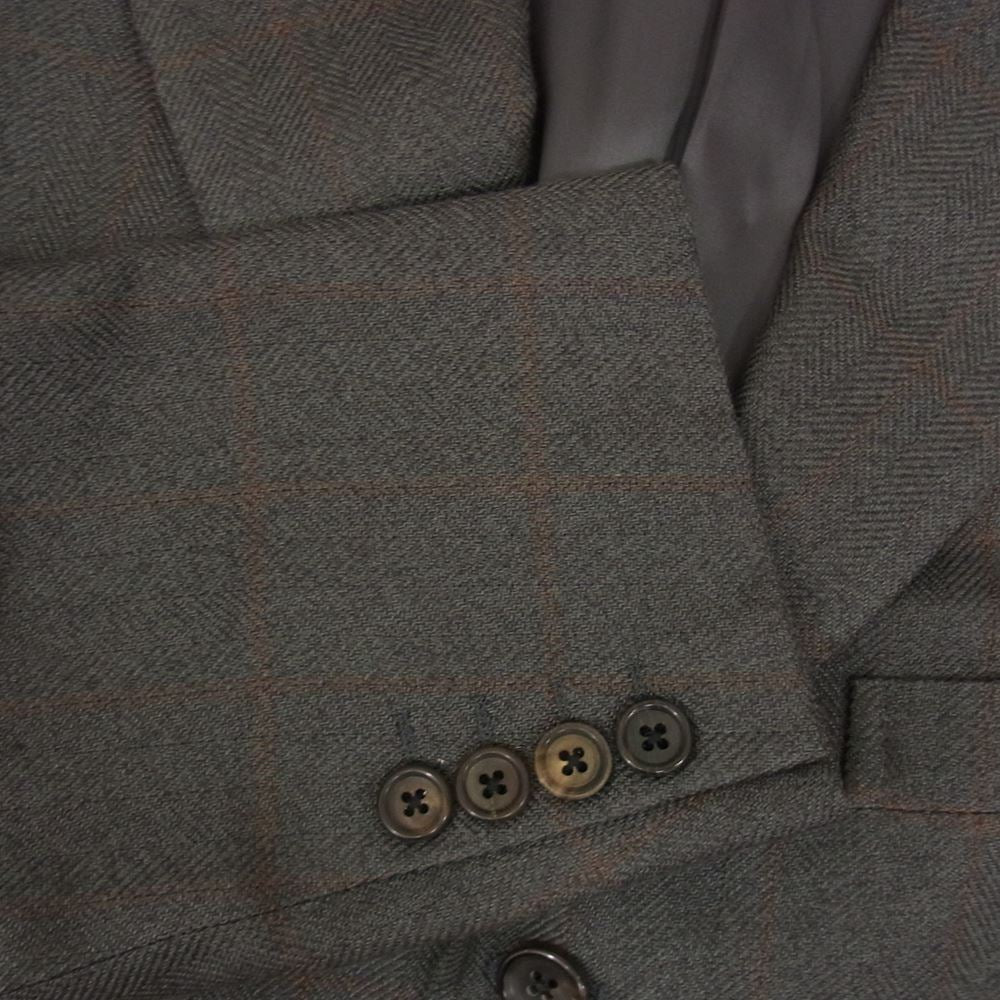 Aquascutum アクアスキュータム 6001422 シルク ジャケット グレー チェック 92A5 ※ネーム刺?あり グレー系【極上美品】【中古】