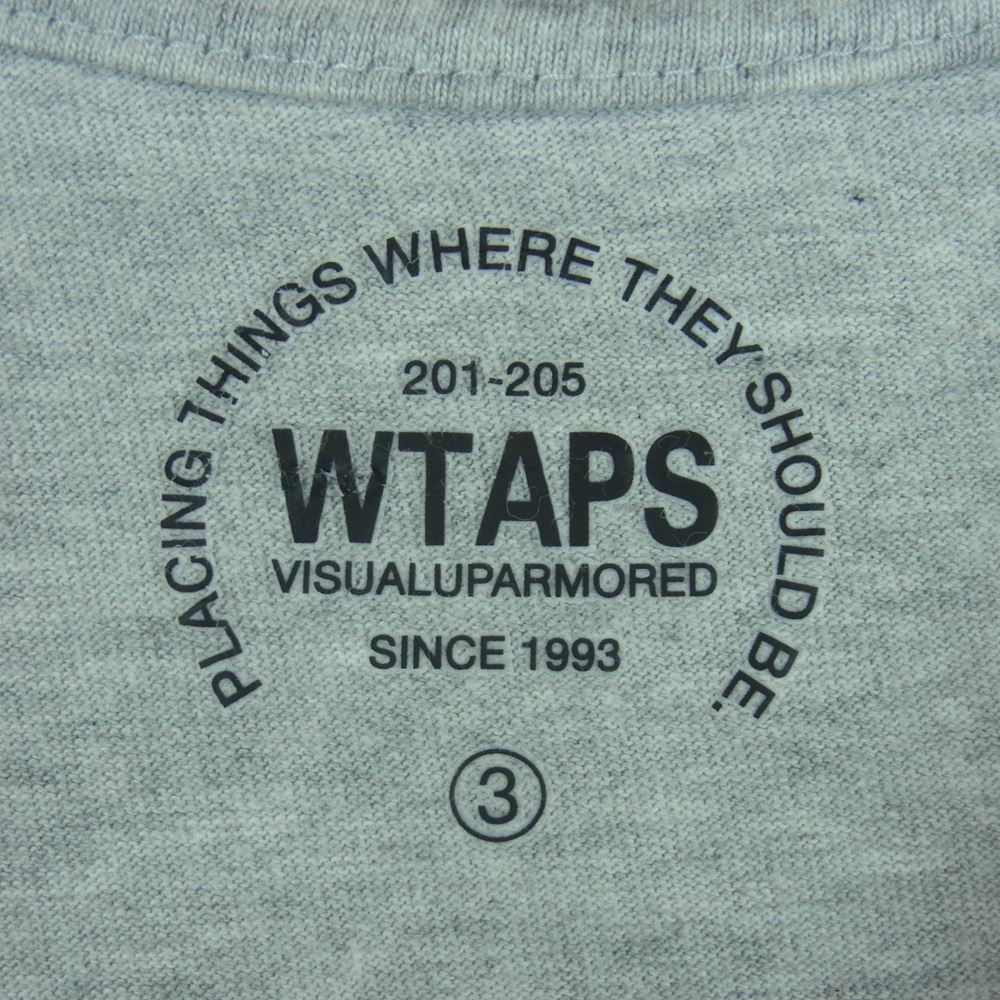 WTAPS ダブルタップス MILSPEC ロゴ ポケット付き プリント 半袖 Tシャツ コットン 日本製 グレー系 3【中古】