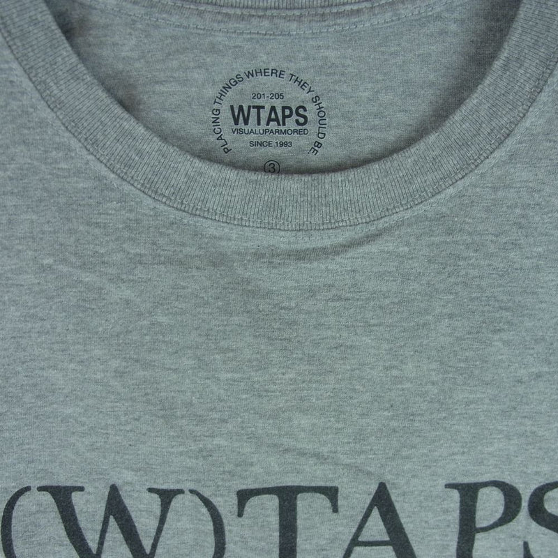 WTAPS ダブルタップス 16SS BRACKET / TEE. SS SPOT ITEM スポット ロゴプリント 半袖 Tシャツ 日本製 グレー系 3【中古】