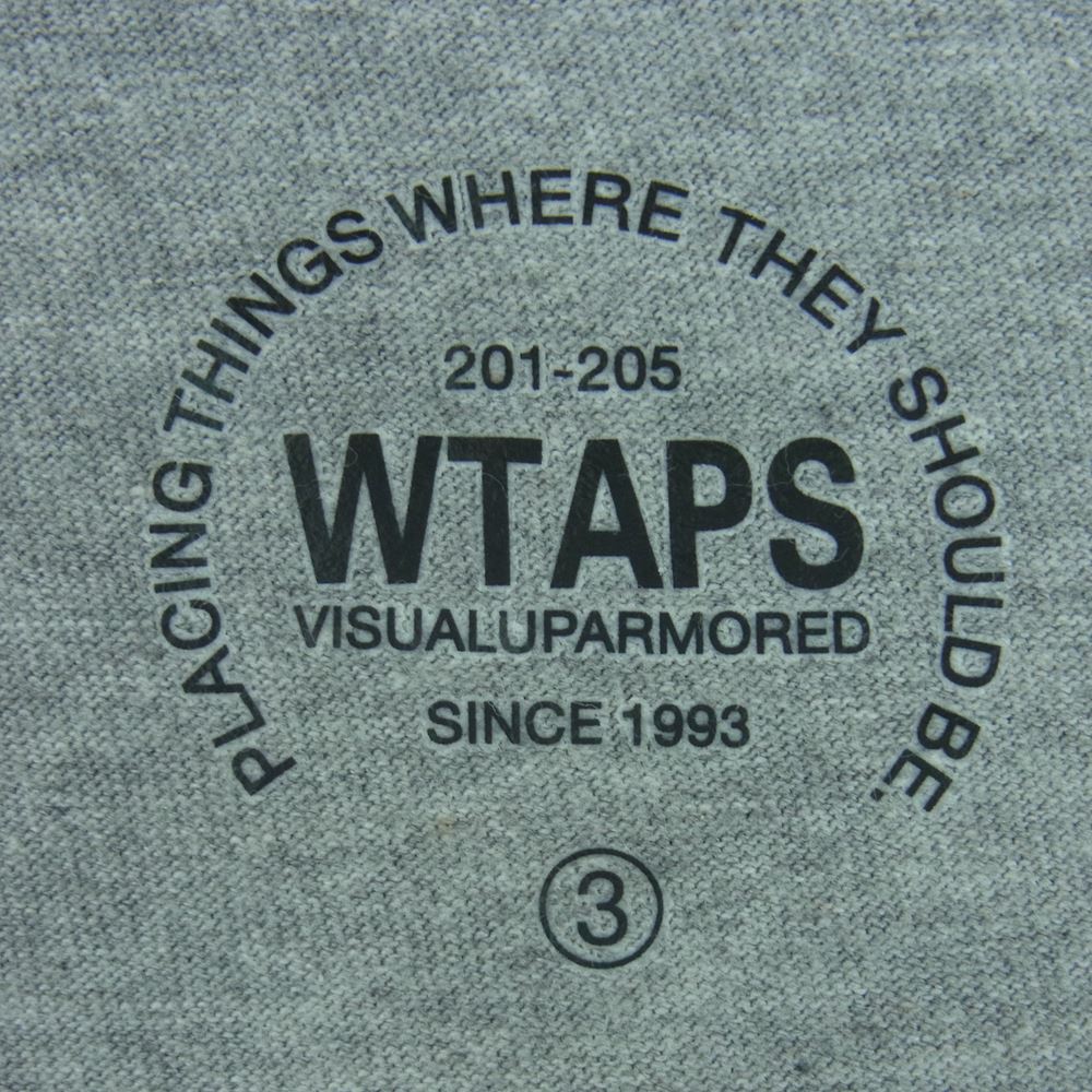 WTAPS ダブルタップス 16SS BRACKET / TEE. SS SPOT ITEM スポット ロゴプリント 半袖 Tシャツ 日本製 グレー系 3【中古】