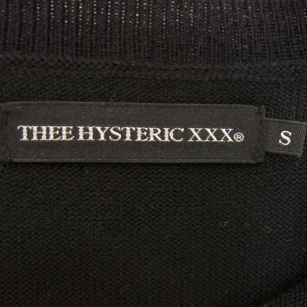 HYSTERIC GLAMOUR ヒステリックグラマー 0653NS02 THEE HYSTERIC XXX スコーピオン刺繍 ラグラン 切替 ニット ブラック系 S【中古】