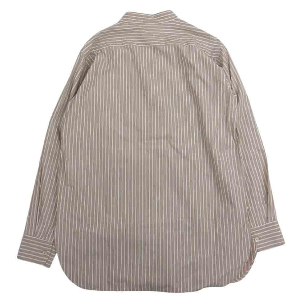 AURALEE オーラリー 21AW A21AS02TS WASHED FINX TWILL STRIPE STAND COLLAR SHIRTS ストライプ スタンドカラー シャツ ライトブラウン系 1【中古】