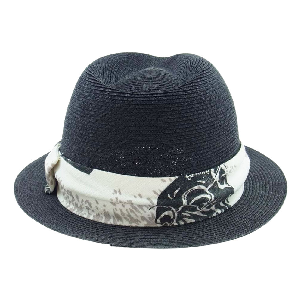 GLADHAND & Co. グラッドハンド ラフィア 麦わら 中折れ ハット ダークグレー系 M【中古】
