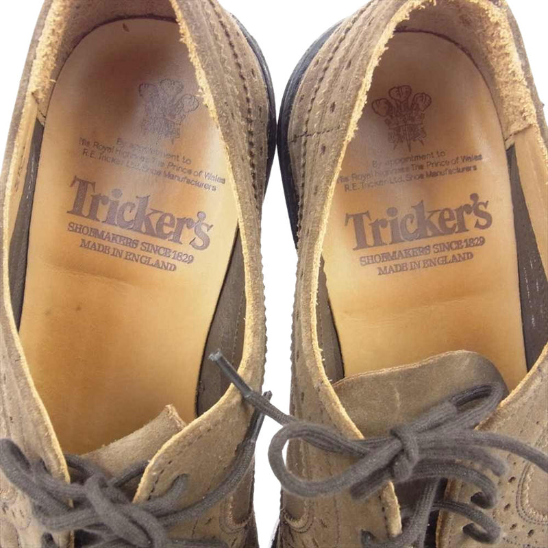 Tricker's トリッカーズ RICHARD リチャード スエード ウィングチップ シューズ レザーソール ブラウン系 8【中古】
