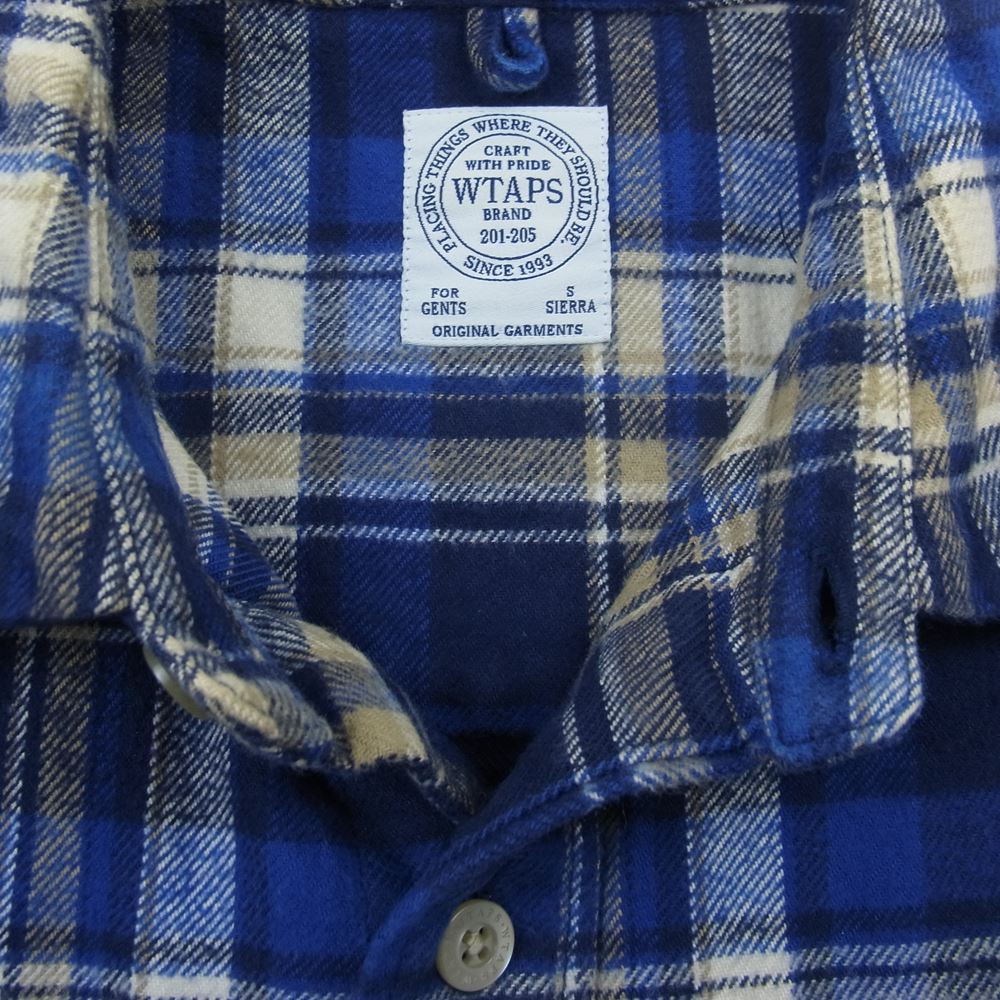 WTAPS ダブルタップス 14AW 142GWDT-SHM05 VATOS L/S SHIRTS TEXTILE バトス チェック ネル シャツ ネイビー系 S【中古】