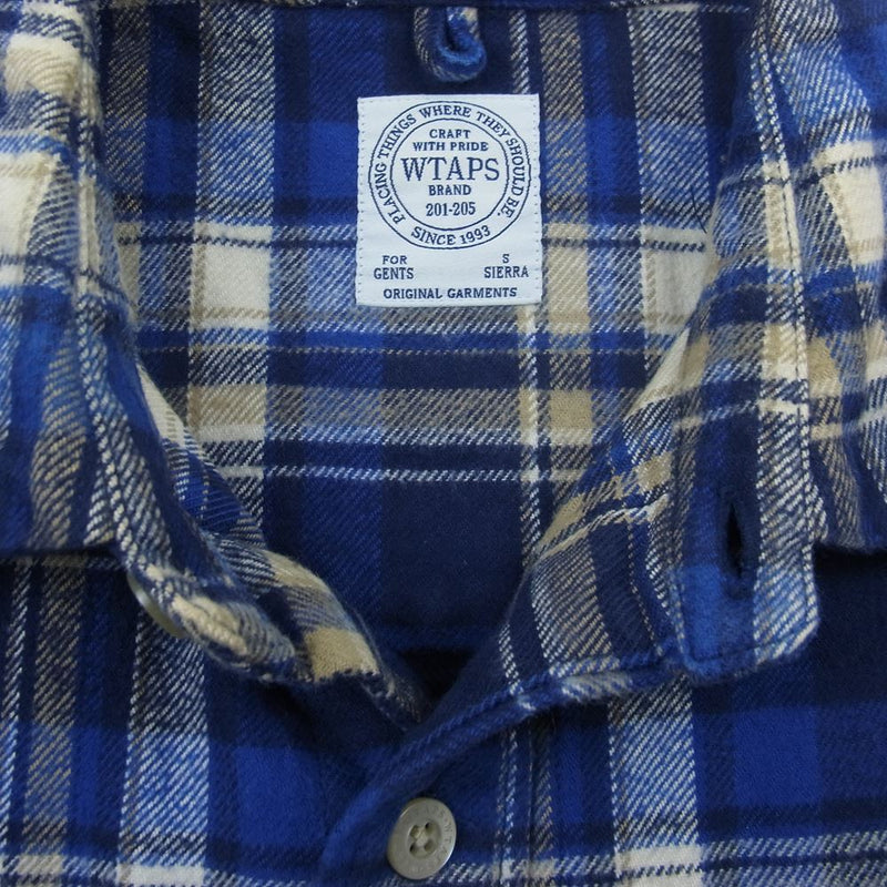 WTAPS ダブルタップス 14AW 142GWDT-SHM05 VATOS L/S SHIRTS TEXTILE バトス チェック ネル シャツ ネイビー系 S【中古】