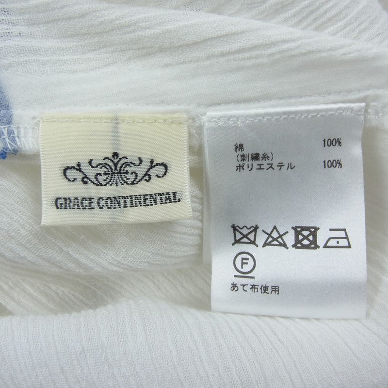 GRACE CONTINENTAL グレースコンチネンタル 刺繍 ギャザートップ ホワイト  ホワイト系 36【中古】