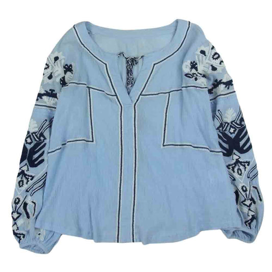 GRACE CONTINENTAL グレースコンチネンタル 刺繍 ギャザートップ ブルー ブルー系 36【中古】