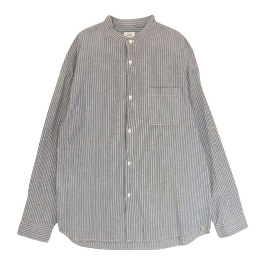 VISVIM ビズビム 21SS 0121205011004 INGALL II L/S C/SI CHAMBRAY ノーカラー シャンブレー ストライプ シャツ ブルー系 4【中古】