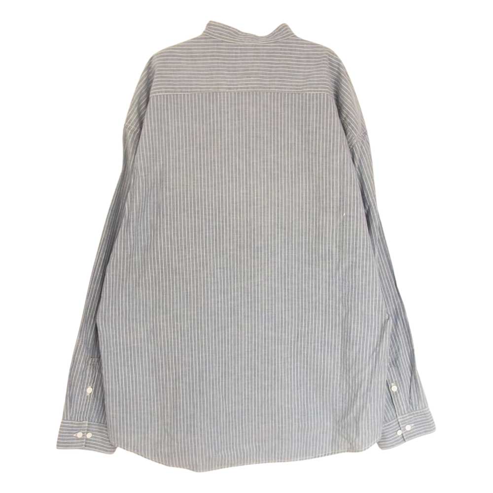 VISVIM ビズビム 21SS 0121205011004 INGALL II L/S C/SI CHAMBRAY ノーカラー シャンブレー ストライプ シャツ ブルー系 4【中古】