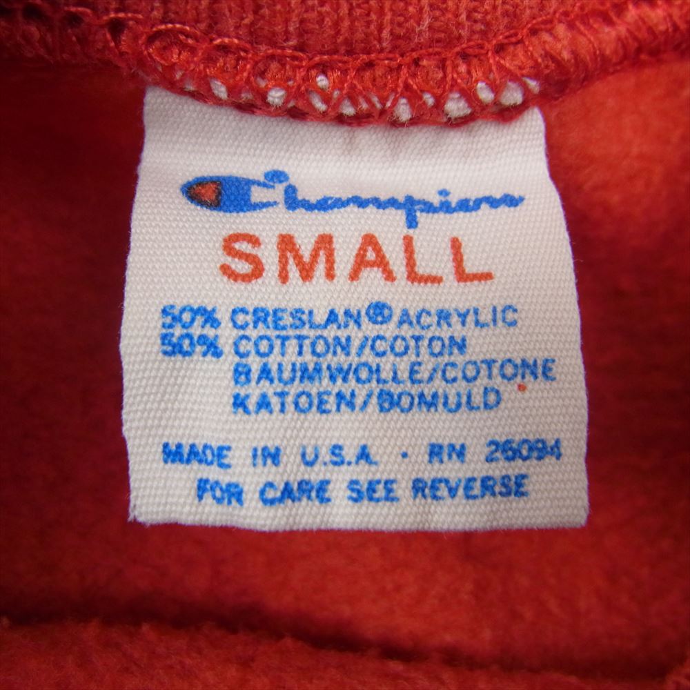 Champion チャンピオン 80年代 トリコタグ カレッジ プリント スウェット レッド系 S【中古】