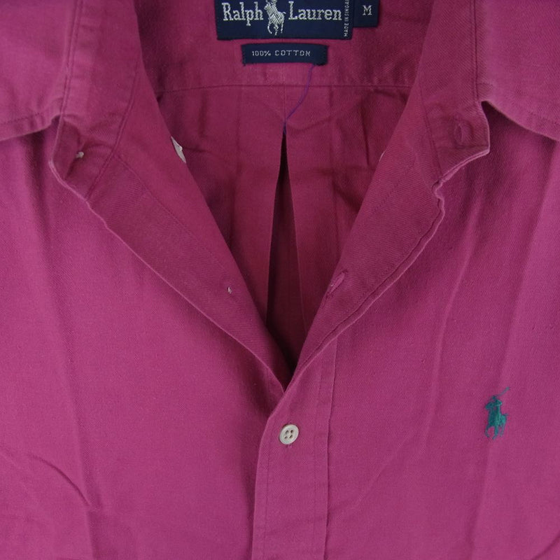 POLO RALPH LAUREN ポロ・ラルフローレン 90s コットン 長袖 ボタンダウン シャツ ピンク系 M【中古】